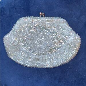 Elegant Powder Blue Beaded Clutch